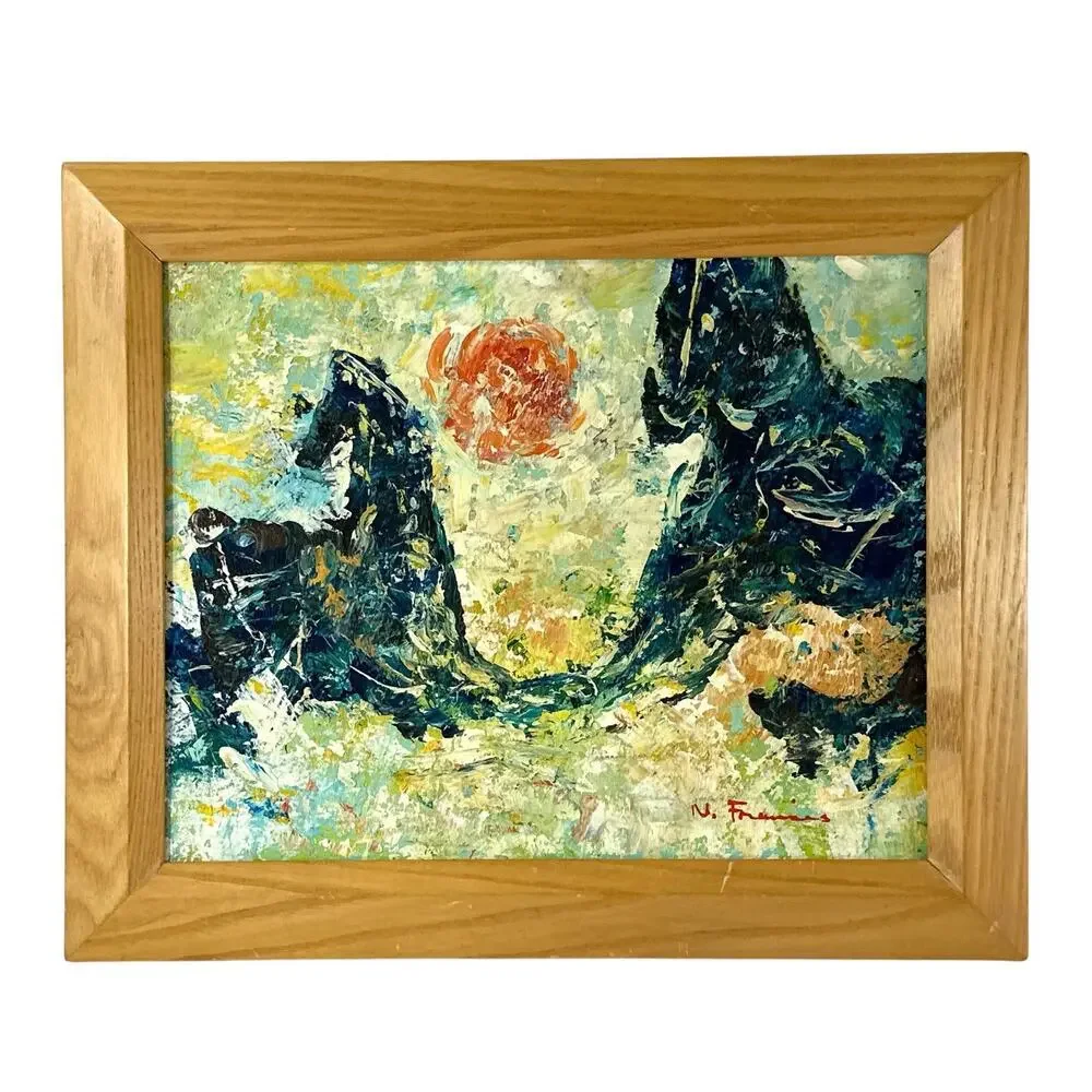 Original Signed N. Francis Abstract Horses Acrylic Painting Impasto 12x10” - Picture 3 of 8